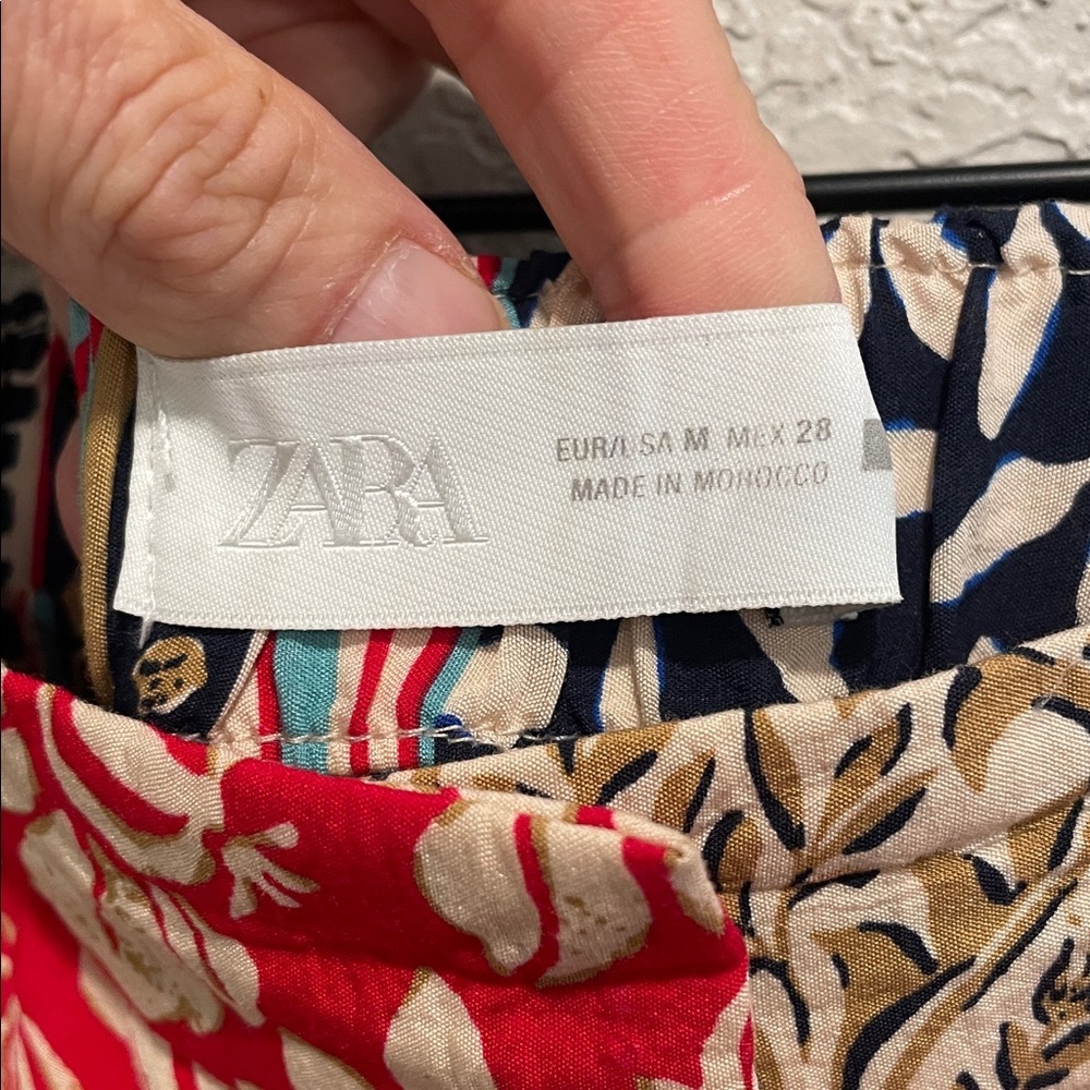 Zara Patchwork Patterned Red And Blue Floral Prin… - image 5
